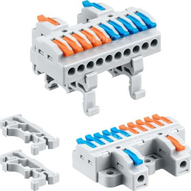 JANDECCN Lot de 6 borniers de rail DIN - Connecteurs de fils pour circuit en ligne 28-12 AWG (2 en 10 sortes)