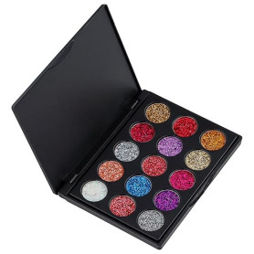 Dewocke Brillant Palette d'ombres à paupières 15 Couleurs - Fard à Paupières Glitter Métallique Sequins, Hautement Pigmenté, Rés