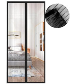 Magnétique Moustiquaire pour Porte, 190x210 cm Rideau de Porte Antimoustique, Noir Moustiquaire Mailles ultra fines pour Couloir
