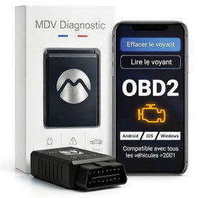 Scanner OBD2 Bluetooth Valise Diagnostic Auto Multimarque - Lecteur de Code Défaut Moteur EOBD/Can - Diagnostic en Temps Réel po