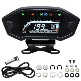 Geloo Tachymètre de moto 12000 tr/min avec support, rétroéclairage universel pour moto, étanche, jauge pour 1,2,4 cylindres
