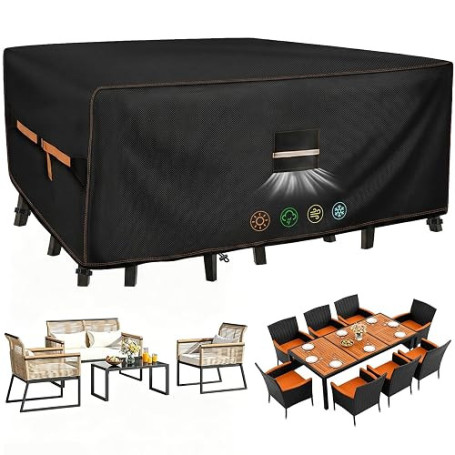 QLSXLB Housse Salon De Jardin Exterieur, 420D Tissu Oxford Housses de Meubles de Jardin 213x132x74cm, Bache De Table Protection
