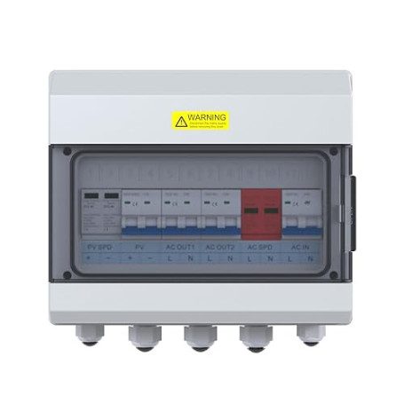 EDECOA Boîtier de combinaison pour onduleur hybride 9KVA 230VAC avec SPD et disjoncteurs – Coffret de combinaison PV 12 position