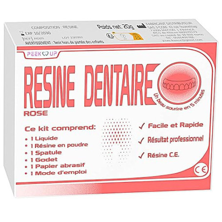 RESINE DENTAIRE ROSE pour réparer une prothèse dentaire, Kit de réparation facile à utiliser et durable pour un sourire radieux