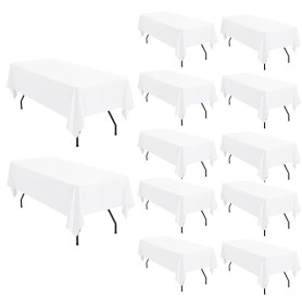Lot de 12 Nappes Rectangulaires en Polyester de 153 x 260cm pouces pour tables rectangulaires de 6 pieds/1,8m,couverture de tabl