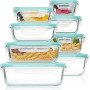 Vtopmart Lot de 16 Boite Alimentaire Verre（8 Récipient, 8 Couvercle）,Boite en Verre avec Couvercle Alimentaire, Boite Hermetique