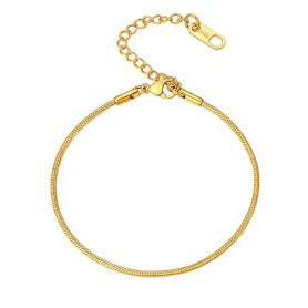 PROSTEEL Gourmette Femme Réglable 16+5cm, Bracelet Chaîne de Serpent Fine 1,5mm en Acier Inoxydable/Plaqué Or/Or Rose/Noir