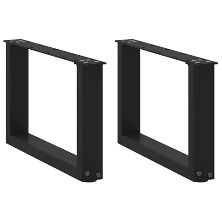 vidaXL Pieds de Table Basse en U, 2 pièces, Noir, 50 x (30-31) cm, Acier