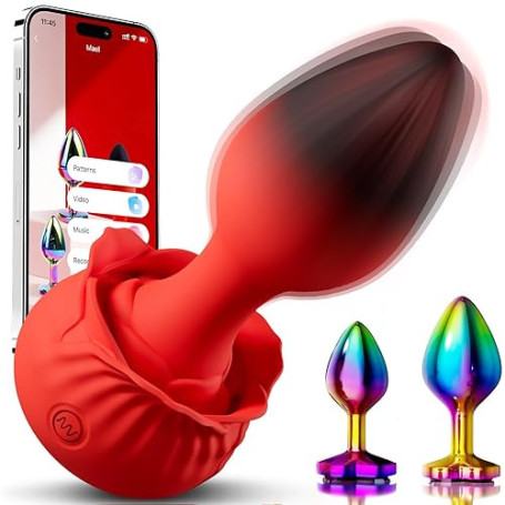 Plug Anal 3 Pièces Sex Toýs Femme Homme Couple, Plug Vibrant avec 11 Modes de Vibration, Plug Anale en Silicone et Acier Inoxyd