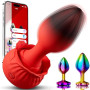 Plug Anal 3 Pièces Sex Toýs Femme Homme Couple, Plug Vibrant avec 11 Modes de Vibration, Plug Anale en Silicone et Acier Inoxyd