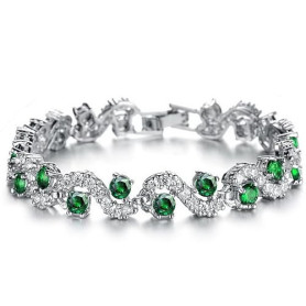 Crystalline Azuria Bracelet Tennis Plaqué Or Blanc 18ct Cercle Cristaux Zircone Bijoux pour Femme et Fille