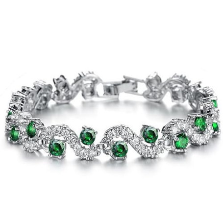 Crystalline Azuria Bracelet Tennis Plaqué Or Blanc 18ct Cercle Cristaux Zircone Bijoux pour Femme et Fille