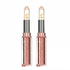 Lot de 2 Rouge à Lèvres PH Magique avec Feuille d'Or, Baume à Lèvres Transparent Changeant de Couleur selon la Température, Hydr