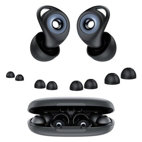 Bouchon D'oreille Pour Dormir, Anti-Bruit 45 dB, Bouchons Réutilisables en Silicone Souple et Ergonomiques, 4 Tailles (XS/S/M/L)