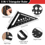 Equerre Menuisier 185 mm, Règle d'Angle Combinée Aluminium 300 mm, Crayon Chantier avec 12 Mines pour Tracé Mesure Marquage Trav