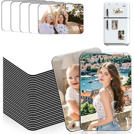 Aicharynic Lot de 50 aimants de sublimation - 5,5 x 7,5 cm - Personnalisables - Aimants décoratifs pour réfrigérateur et décorat