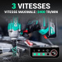 DCA Clé à chocs sans fil 20V Brushless, 682 Nm de couple max, enclume à anneau 13 mm, 2* batterie Li-ion 4000 mAh, 4 modes, lamp