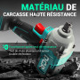 DCA Clé à chocs sans fil 20V Brushless, 682 Nm de couple max, enclume à anneau 13 mm, 2* batterie Li-ion 4000 mAh, 4 modes, lamp