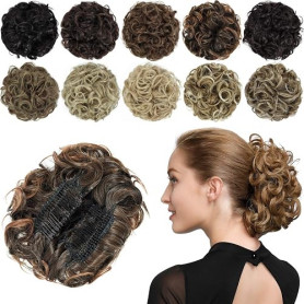PARXITN Chignon Postiche Bouclés Chignon Chouchou Extension De Cheveux Synthétiques Peignes Chignon En Désordre Chignon Postiche