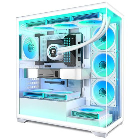 ANSAITE Boîtier PC ATX 7 Ventilateurs PWM ARGB pré-installés, Boîtier PC Gaming Mid-Tower, Boîtier Informatique panoramique en V