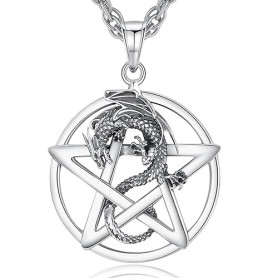 INFUSEU Collier Viking pour Homme, Pendentif Arbre De Vie Yggdrasil En Argent 925 Bijoux Loup Celtique Viking Loup Fenrir Valknu