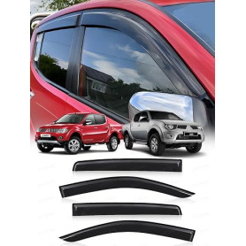 JHCHAN Lot de 4 déflecteurs d'air | Compatible avec: Mitsubishi L200 MK6 MK7 (2006–2015) Double Cab | Protection contre le vent,