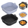 Diboniur Plat Air Fryer 5-8 L, 2 Pièces Moule Silicone Air Fryer Accessoires, Base Surélevée, Moule Silicone Réutilisable pour P