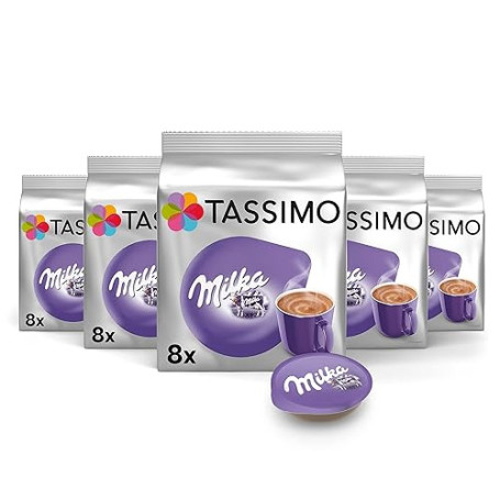 Tassimo, 40 Dosettes, Chocolat au Lait Milka, Compatibles avec les machines TASSIMO, 40 Chocolat au Lait Milka, Crémeux et Gourm