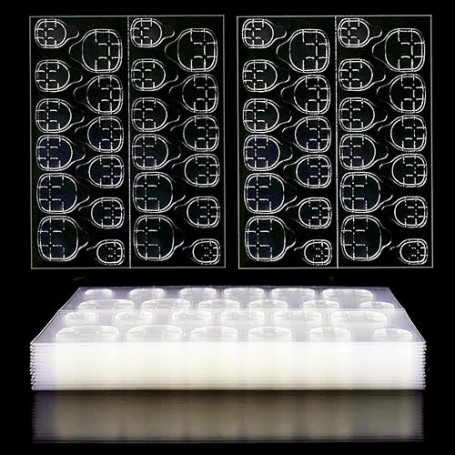 480Pcs (20 Feuilles) Autocollants à Ongle Double Face, Autocollant d'Ongle Adhésif Transparent, Patch Faux Ongles Autocollant d'