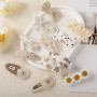 KAQILE - Lot de 14 barrettes à cheveux, nœuds et accessoires pour cheveux en lin, design marguerite - Pour bébé, petite fille et