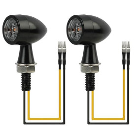 Riybyds 2 Pièces, Clignotants LED Mini Bullet pour Moto 12V, Universels, en Alliage de Zinc Moulé, Design Rétro, Étanches, Insta