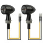 Riybyds 2 Pièces, Clignotants LED Mini Bullet pour Moto 12V, Universels, en Alliage de Zinc Moulé, Design Rétro, Étanches, Insta