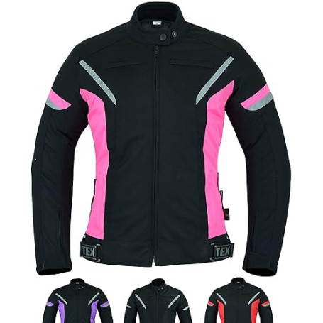 Texpeed Veste moto femme homologué - Manteau blouson en cordura textile imperméable pour femme avec armure de moto CE (EN 1621-1