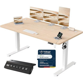 JUMMICO Bureau Assis Debout Électrique avec USB, 160 x 70 cm, Bureau Ordinateur Réglable en Hauteur avec Mémoire, Standing Desk
