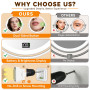 Auxmir Miroir Grossissant 30X/1X avec Affichage Batterie, Bouton Tactile Double Face, 3 Modes Lumière, Installation Murale sans 