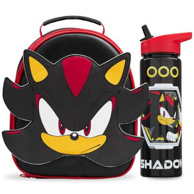 Sonic the Hedgehog 3D Sac Isotherme Repas et Gourde Enfant Set, Shadow Lunch Bag Isotherme avec Fermeture Éclair et Sans BPA Gou