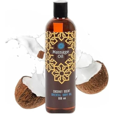 Huile de Massage Coco 600 ml – Huile de Massage Relaxante et Sensuelle – Hydratante Corps – Parfum Noix de Coco – Massage Bien-Ê