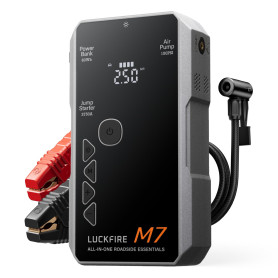 LUCKFIRE M7 Certifié TÜV Booster Batterie Voiture, SmartIgnition 12V Compresseur à Air Portatif, Gonfleur Pneus Voiture avec Bat
