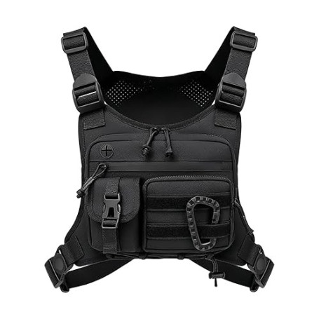 GAESHOW Sac de poitrine tactique pour homme, réglable, fonctionnel, pour hommes et femmes, imperméable, sac de poitrine portable