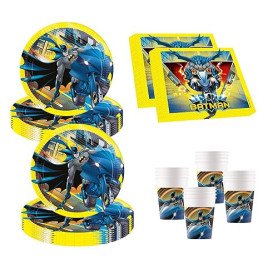 Procos Marvel 10137430 – Set de fête S Batman Rogue Rage – 52 pièces – 16 assiettes, 16 gobelets, 20 serviettes – Vaisselle jeta
