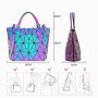 BestoU Sac a Main Femmes Géométrique Shard Lattice Design PU Cuir Sac Bandoulière Noir (Type 2)