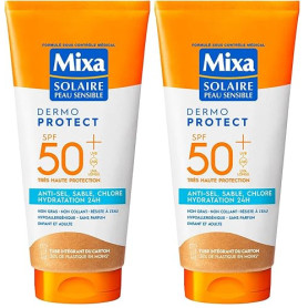 Mixa Solaire Peau Sensible - Lait Soin Solaire Très Haute Protection SPF 50+ UVA, UVA longs, UVB - Anti-Sel, Sable et Chlore - H