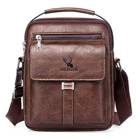 A-QMZL Sacoche Homme Sacs à Bandoulière Vintage Cuir Petite Shoulder Bag Crossbody Business pour Voyage, Randonnée et Travailler