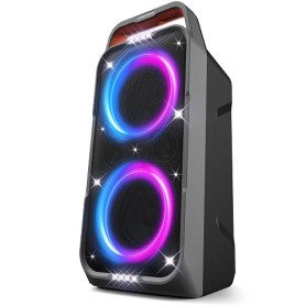Foxdawn Enceinte Bluetooth Puissante Portable, 240W Peak Haut Parleur Bluetooth, Super Bass, 20H, avec Lumières LED, BT5.3, USB/