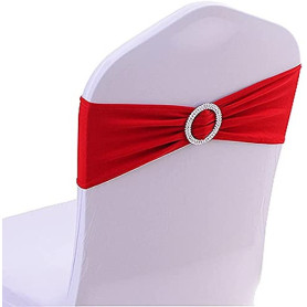 CNFQ 50 PCS Bandes élastiques pour sièges, Décorations pour chaises, Décoration de Mariage, Baptême, Bandes en Polyester avec de