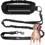 Edipets, Laisse Canicross, Main Libre Chien, pour Ceinture, Running, Anti-tirons, réfléchissant, 160-220 cm (Noir)