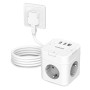 SUDEERY Cube de prise 6 en 1 avec USB C, 3 prises, prise plate avec interrupteur individuel, multiprise cube avec câble de 2 m,