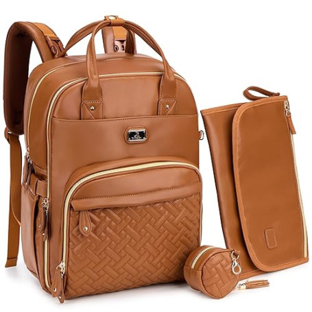 Dikaslon Sac a Langer Bebe, Sac à Langer à Dos Grande Capacité 18 Poches, Polysteer Déperlant, Tapis à Langer, Porte Tétine, San