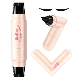 STNFAREBI Tampon Eyeliner Double Embout, Eyeliner Tampon Cat Eye Symétrique, Rotation 90° Pliable, Haute Pigmentation, Waterproo