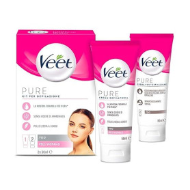 VEET Kit complet Épilation Visage, Crème Épilatoire et Crème Post Épilation, 2x 50 ml